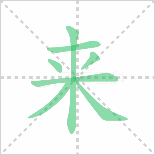 来的笔顺书写演示《来》字笔画,笔顺汉字来来读音lái    lāi部首木