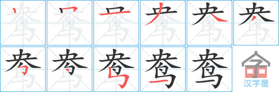 鸯的笔顺鸯字怎么写附笔顺动画