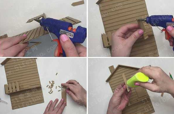 变废为宝：利用家里废旧的硬纸板制作壁挂童话屋钥匙链挂扣【环保实用】