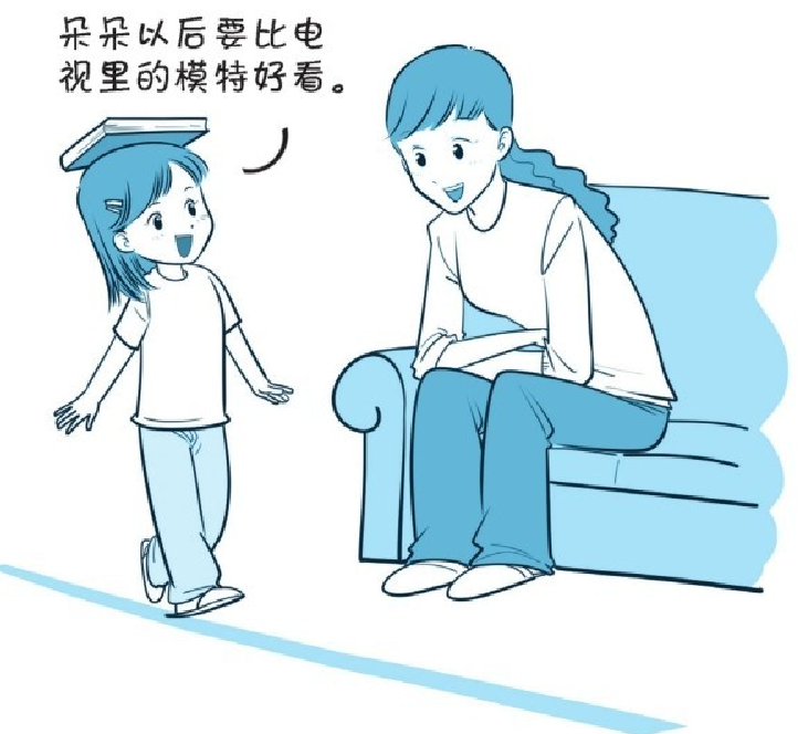 培养注意力的小游戏:学模特顶书本走路插图2 培养注意力的小游戏:学模特顶书本走路