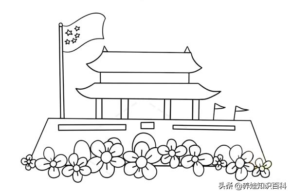 天安城门图片简笔画（涂色）:天安门怎么画？教你一步一步画出简笔画城楼