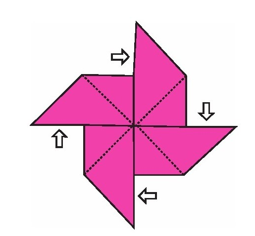 旋转小风车折纸教程:旋转小风车怎么折?(旋转小风车折纸)插图6 旋转小风车折纸教程:旋转小风车怎么折?(旋转小风车折纸)