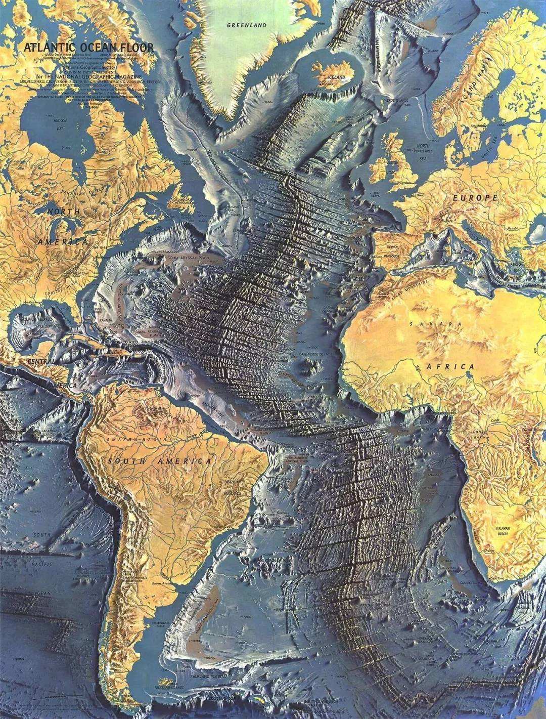 “大西洋中脊”是分布在大洋海底的巨大海岭，不断塑造着海底地形