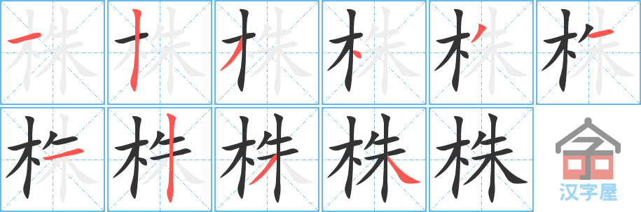 株的笔顺，株字怎么写，附笔顺动画