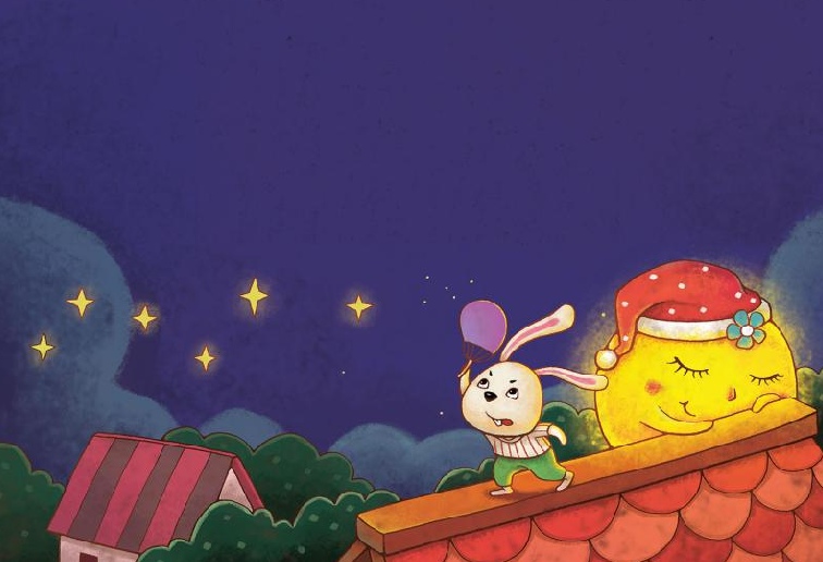 「晚安爸爸睡前故事」睡在屋顶上的月亮姐姐