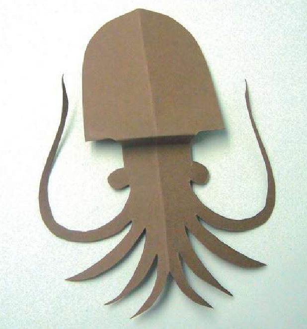 「儿童剪纸手工游戏：动物篇」：乌贼剪纸，乌贼怎么剪？