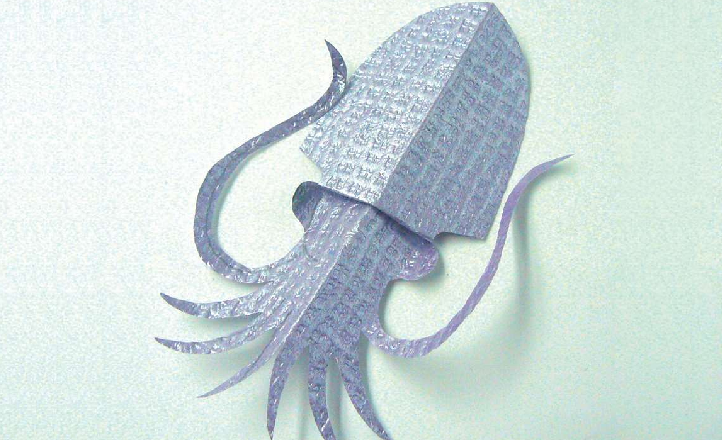 「儿童剪纸手工游戏：动物篇」：乌贼剪纸，乌贼怎么剪？