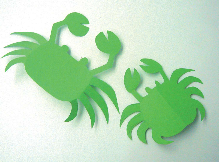 「儿童剪纸手工游戏：动物篇」：螃蟹剪纸，螃蟹怎么剪？