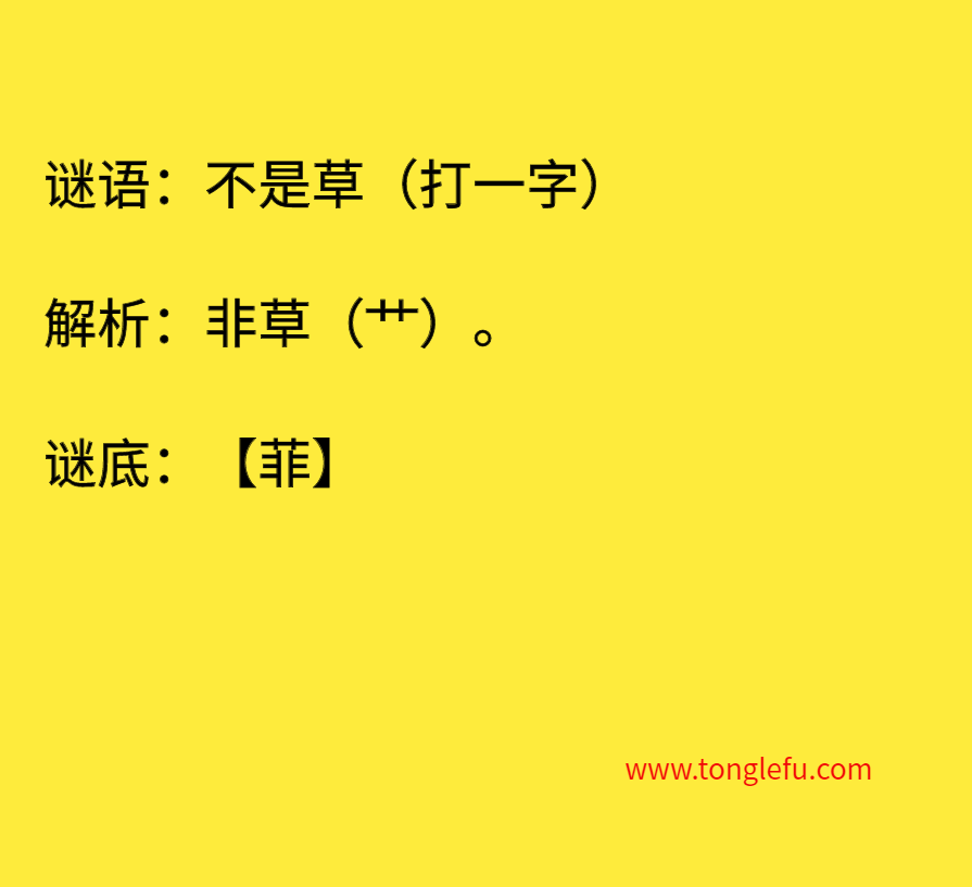不是草（打一字）
