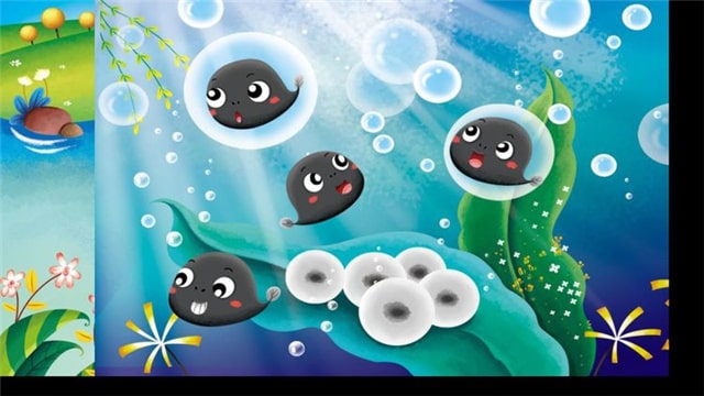 儿童绘本故事《小蝌蚪找妈妈》插图1 儿童绘本故事《小蝌蚪找妈妈》