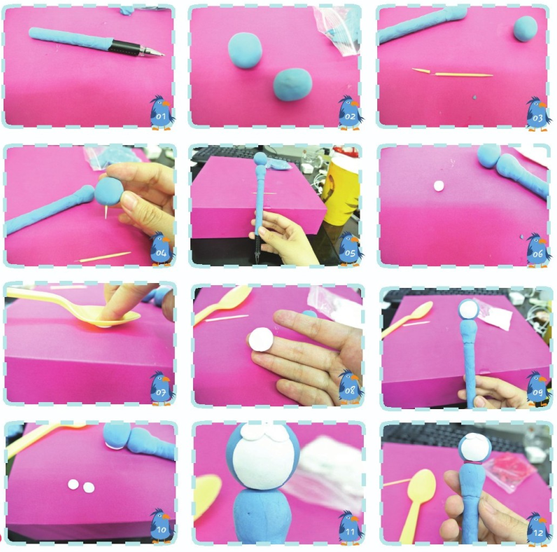 「彩泥制作教程」机器猫笔套