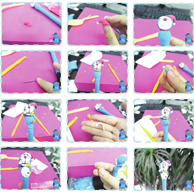 「彩泥制作教程」机器猫笔套