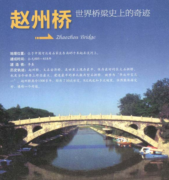「世界文明奇迹：亚洲」赵州桥简介（Zhaozhou Bridge）——世界桥梁史上的奇迹