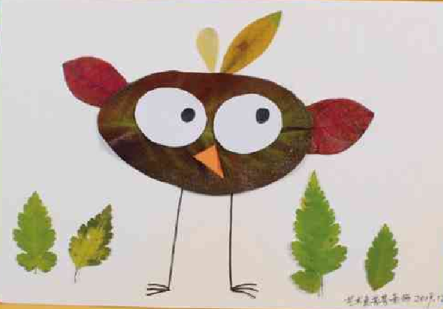 「树叶画手工贴画」大头鸟树叶画的简单做法插图 「树叶画手工贴画」大头鸟树叶画的简单做法