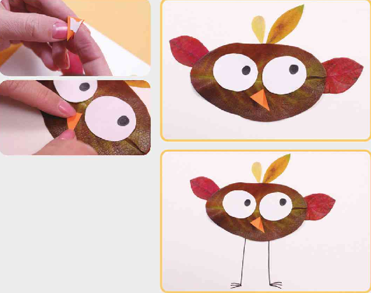 「树叶画手工贴画」大头鸟树叶画的简单做法插图10 「树叶画手工贴画」大头鸟树叶画的简单做法