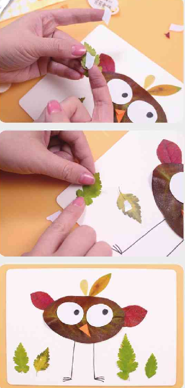 「树叶画手工贴画」大头鸟树叶画的简单做法插图11 「树叶画手工贴画」大头鸟树叶画的简单做法