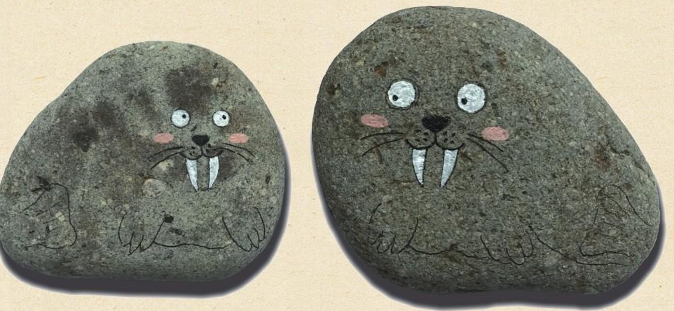 「石头画教程」海豹母子