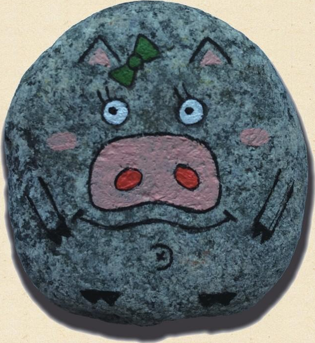 「石头画教程」小猪两篇