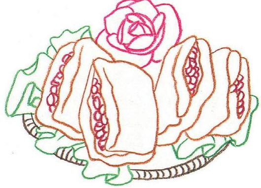 「美食简笔画:色铅笔画」肉夹馍怎么画(涂色)插图2 「美食简笔画:色铅笔画」肉夹馍怎么画(涂色)