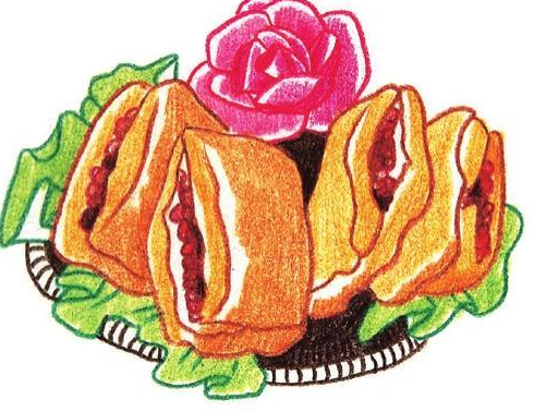 「美食简笔画:色铅笔画」肉夹馍怎么画(涂色)插图5 「美食简笔画:色铅笔画」肉夹馍怎么画(涂色)