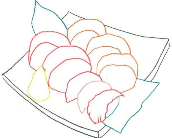 「美食简笔画:色铅笔画」寿司怎么画(涂色)插图1 「美食简笔画:色铅笔画」寿司怎么画(涂色)