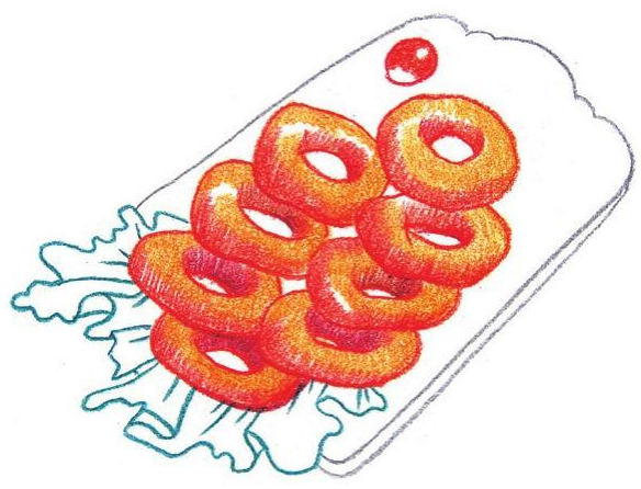 「美食简笔画:色铅笔画」鱿鱼圈怎么画(涂色)插图4 「美食简笔画:色铅笔画」鱿鱼圈怎么画(涂色)