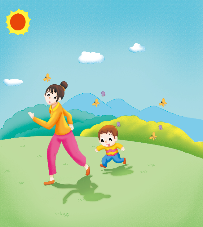 1-2岁亲子早教游戏(第14个月):游戏——踩影子插图1 1-2岁亲子早教游戏(第14个月):游戏——踩影子