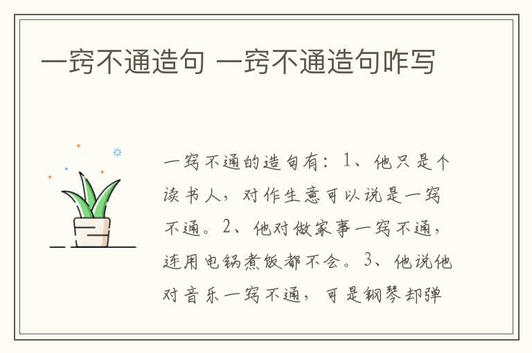 一窍不通造句 一窍不通造句咋写插图 一窍不通造句 一窍不通造句咋写
