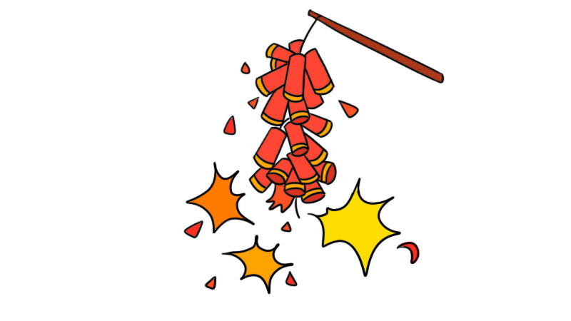 元旦鞭炮简笔画怎么画  元旦鞭炮简笔画画法简单又漂亮