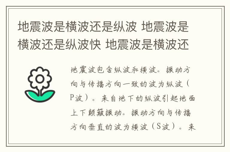 地震波是横波还是纵波 地震波是横波还是纵波快 地震波是横波还是纵波为什么插图 地震波是横波还是纵波 地震波是横波还是纵波快 地震波是横波还是纵波为什么