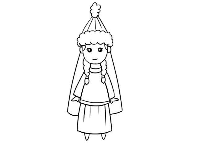 哈萨克族服饰简笔画