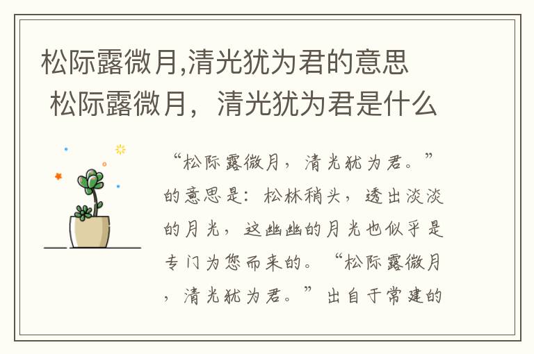 松际露微月,清光犹为君的意思  松际露微月,清光犹为君是什么意思插图 松际露微月,清光犹为君的意思  松际露微月,清光犹为君是什么意思