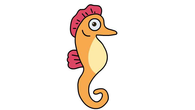 海马简笔画的画法  海马简笔画的教程