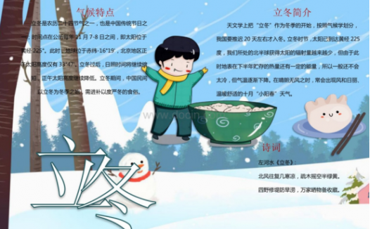 立冬手抄报简单好看,快帮孩子收藏起来