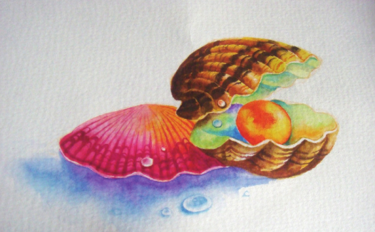 【儿童水彩画教程:海洋动物】珍珠贝
