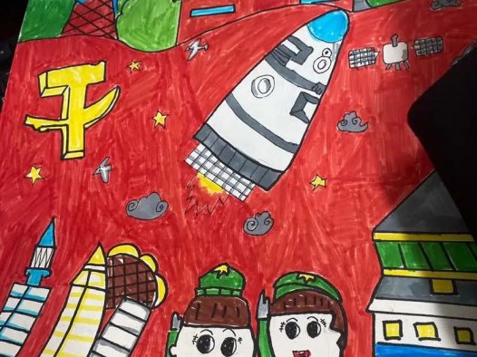 童心向党儿童手绘画简单又好看(童心向党、喜迎二十大少儿绘画素材)