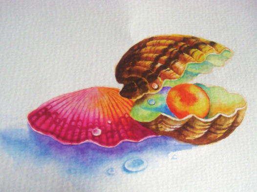 【儿童水彩画教程：海洋动物】珍珠贝