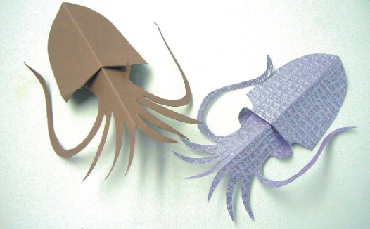 「儿童剪纸手工游戏:动物篇」:乌贼剪纸,乌贼怎么剪?