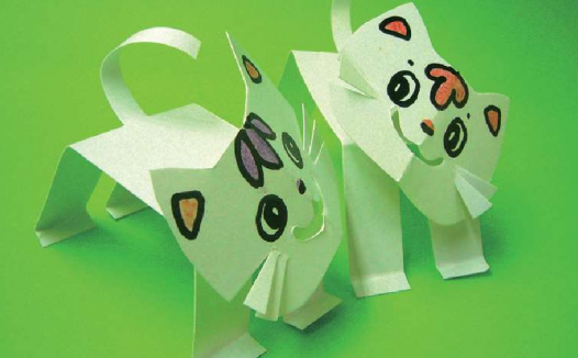 「儿童剪纸手工游戏:动物篇」:可爱的小猫咪剪纸,小猫咪怎么剪?