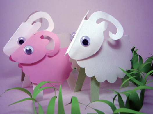 「儿童剪纸手工游戏:动物篇」:三阳 (羊)开泰剪纸,羊怎么剪?