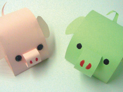 「儿童剪纸手工游戏:动物篇」:憨厚的小猪剪纸,小猪怎么剪?