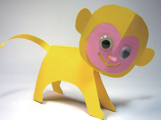 「儿童剪纸手工游戏:动物篇」:调皮的小猴子剪纸,小猴子怎么剪?