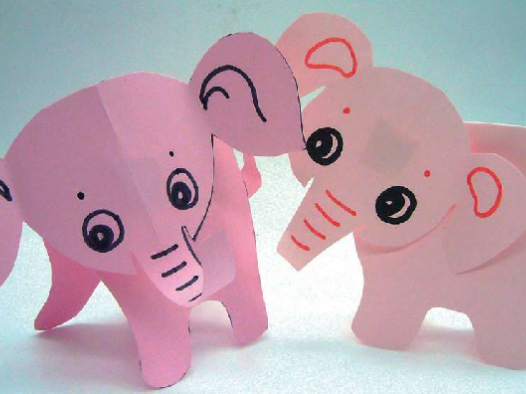 「儿童剪纸手工游戏:动物篇」:长鼻子大象剪纸,大象怎么剪?