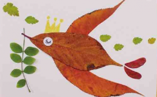 「树叶画手工贴画」采叶筑巢树叶画的简单做法