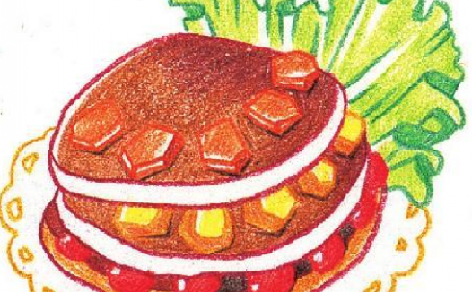 「美食简笔画:色铅笔画」粗粮煎饼怎么画(涂色)