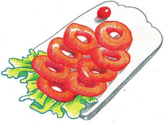 「美食简笔画:色铅笔画」鱿鱼圈怎么画(涂色)