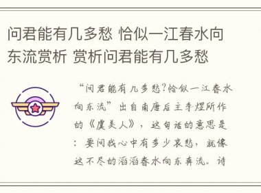 问君能有几多愁 恰似一江春水向东流赏析 赏析问君能有几多愁 恰似一江春水向东流