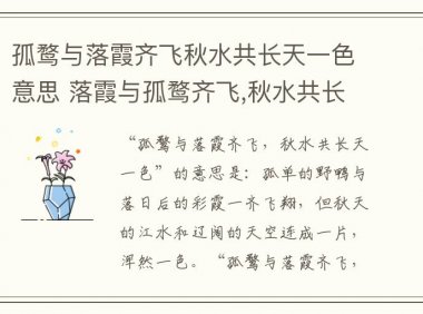 孤鹜与落霞齐飞秋水共长天一色意思 落霞与孤鹜齐飞,秋水共长天一色表达的情感