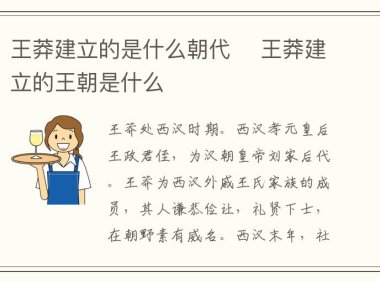 王莽建立的是什么朝代 王莽建立的王朝是什么
